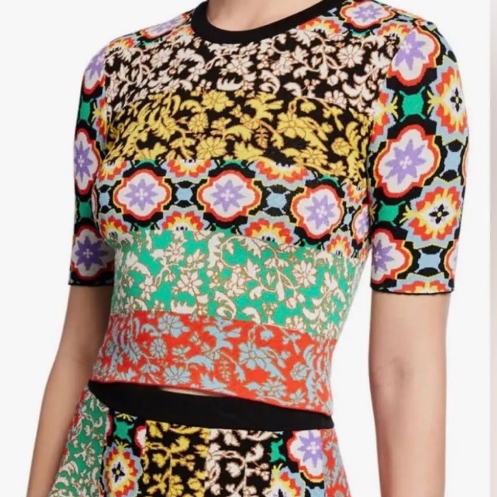 Alice + Olivia Multicolor Floral Crop Top